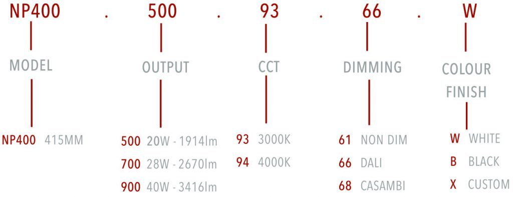 How to specify NORA 400 Pendant